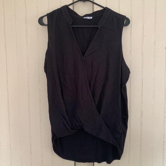 Splendid - black surplice flowy v-neck crossover blouse - S - Picture 2 of 7